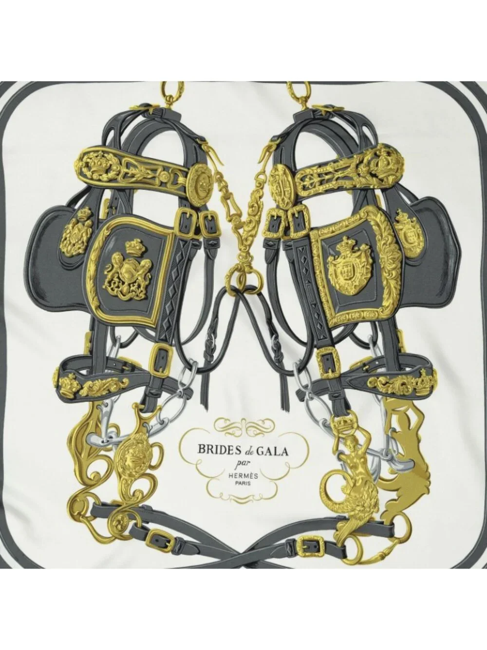 Hermes Scarf Pink Gray Gold 100 % Twill Silk